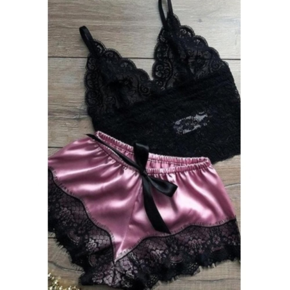 Sexy Lace Hem Purple Sleepwear